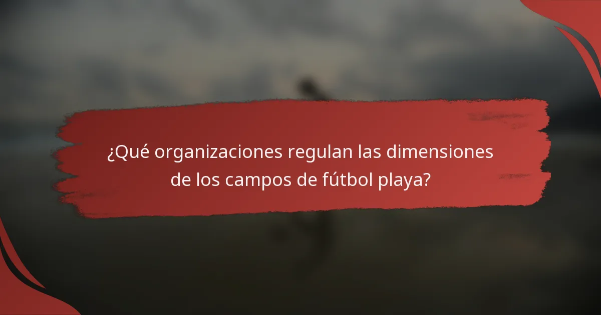 ¿Qué organizaciones regulan las dimensiones de los campos de fútbol playa?